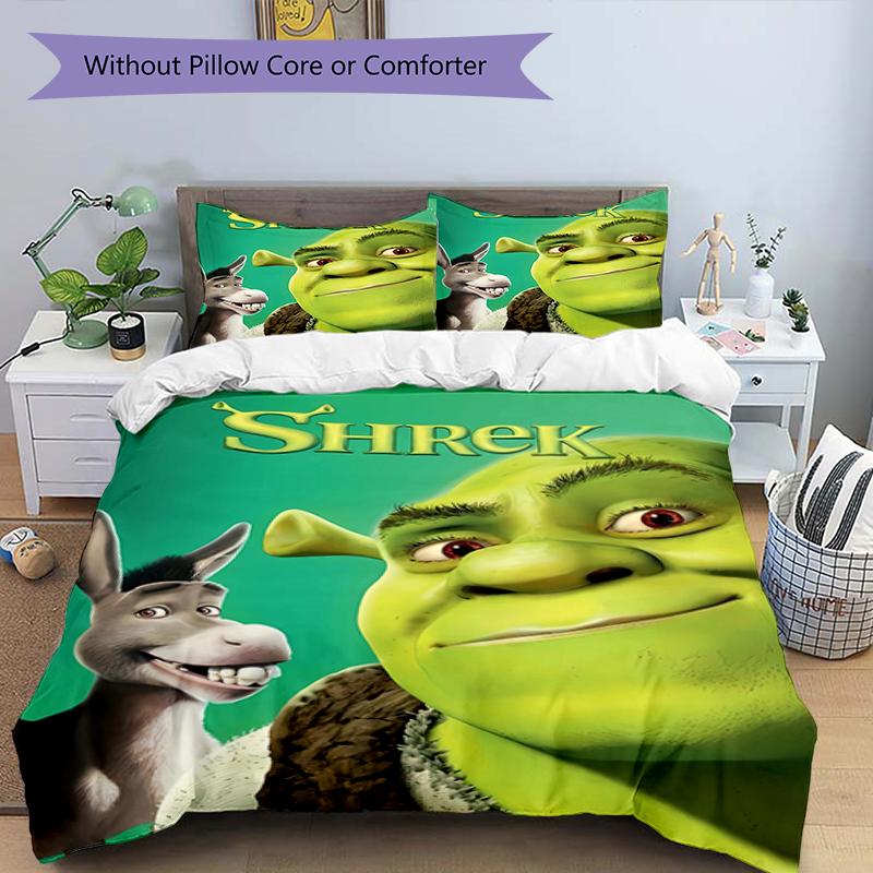 3pcs Shrek1 Design Cover Set - HD Printed Bedding with 1 Cover and 2 Pillowcases - Perfect for Home and Dorm Decor