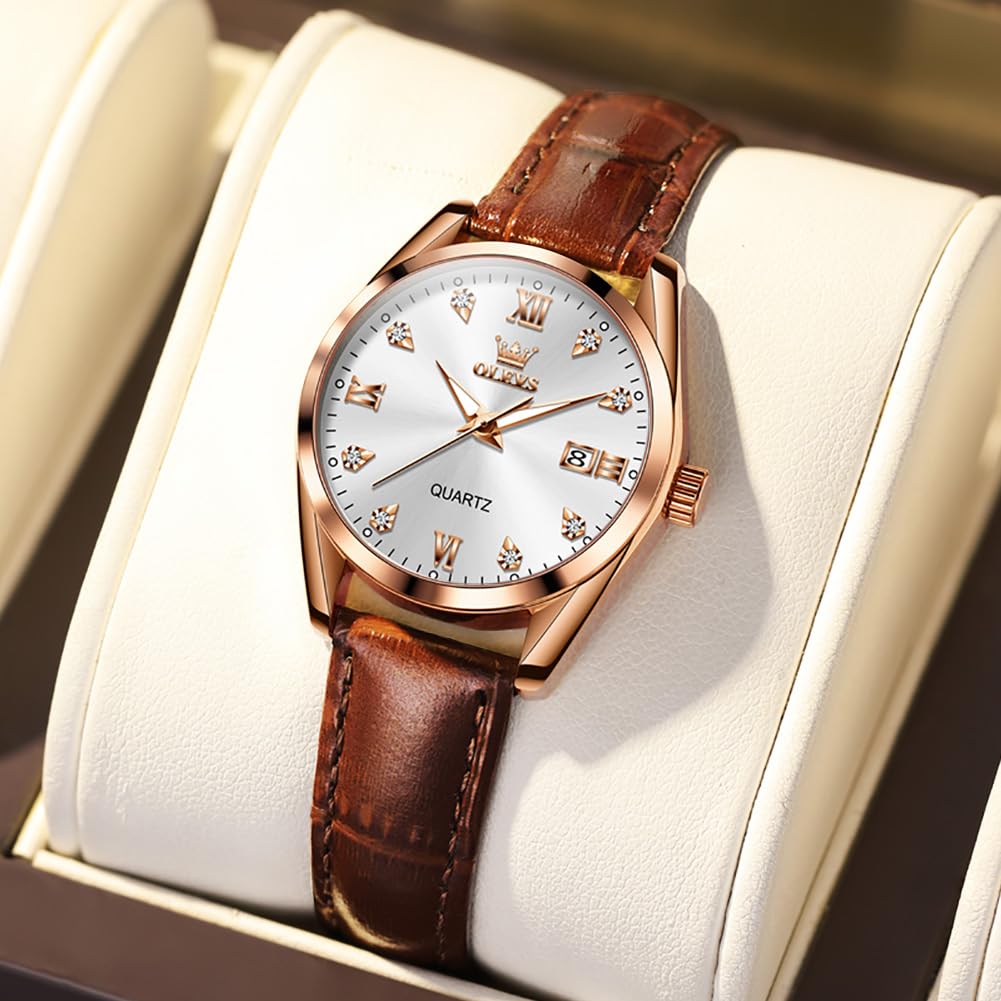 OLEVS Women's Watch Japanese Quartz Stainless Steel Band Classic Dial Luminous 30M Waterproof Business Ladies Watch Popular Stylish Cute Gift
