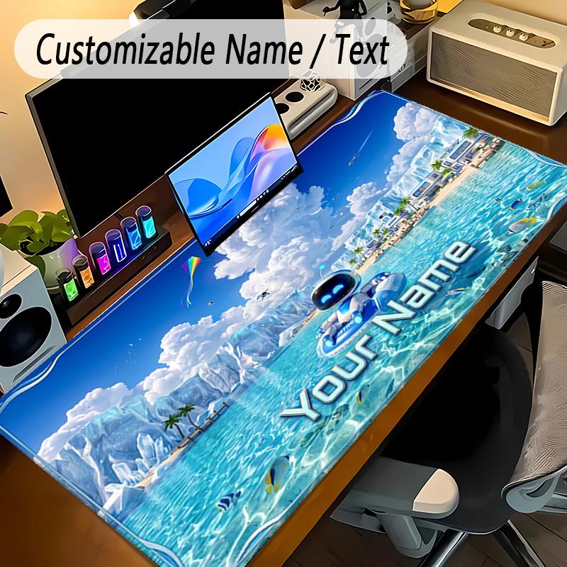 Large Mouse PadAstro Bot Custom Name Text Personalized Desk Mat Non Slip Gaming Pad