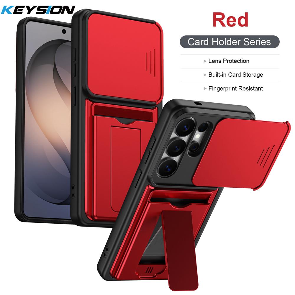 KEYSION Сумка-кошелек Чехол для телефона для Samsung S26 Ultra 5G Защита камеры сдвижной подставка Ударопрочный чехол для Galaxy S26+5G