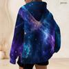 Ladies Plus Size Full Zip Hoodie Vibrant Nebula Galaxy Space Star Print Long Sleeve Casual Hooded Sweatshirt