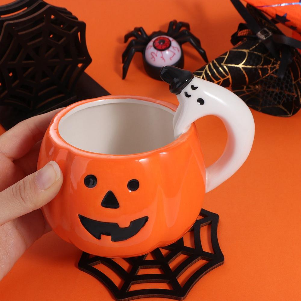 Жуткие подставки в виде паутины, деревянные подставки для напитков на Хэллоуин, подарок, настольные коврики для чашек, принадлежности для вечеринки