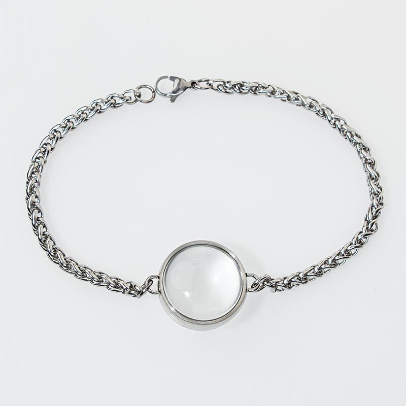 Stainless Steel Double Curved Locket Bracelet Chain Glass Memory Charms Floating Locket Bangle Fillable DIY Jewelry Making