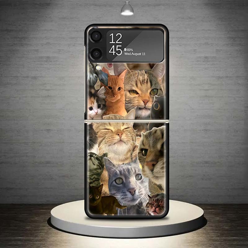 Чехол для телефона с мемами "Плачущий кот" для Samsung Galaxy Z Flip 7 6 5 4 3 5G Ударопрочный чехол Z Flip7 Flip6 ZFlip5 Flip3 Flip4 Роскошный чехол