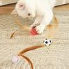 1 Pc/3 Pcs Interactive Feather Ball Toy Mini Bouncy Basketball Soccer Baseball with Feather Pet Training Catcher Toy for Indoor Cats