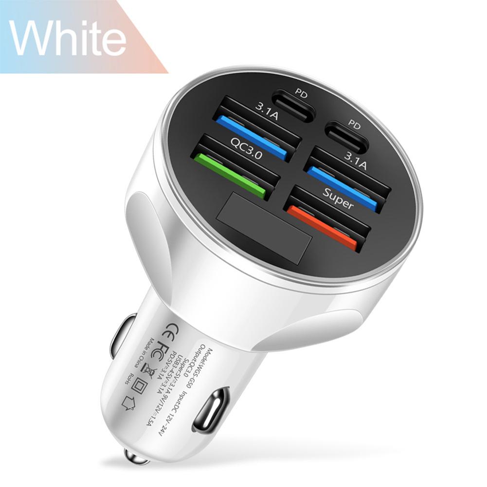 6 портов USB автомобильное зарядное устройство для телефона светодиодный цифровой дисплей PD 12 В/24 В для QC3.0 быстрое зарядное устройство для телефонов Bluetooth-совместимые устройства