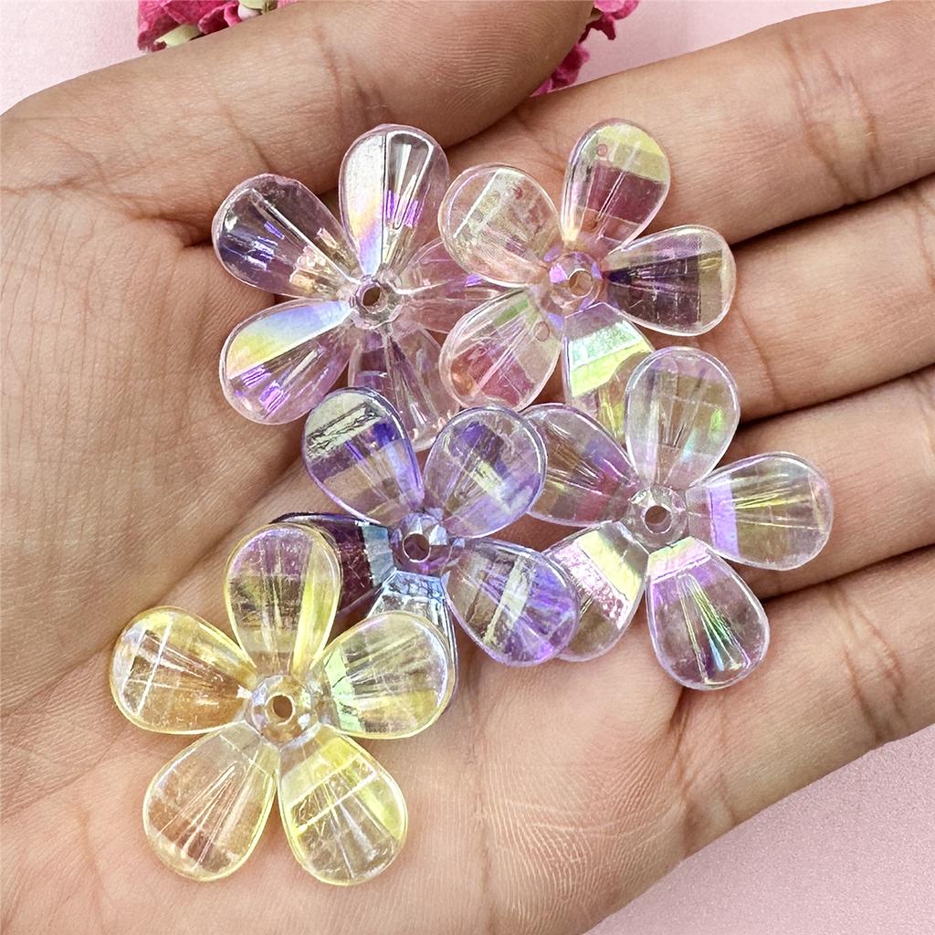 High Quality for Jewelry Making Handcrafted Loose Beads Beading Neclace Bracelet Dazzling Flowers 5Pcs Acrylic DIY Findings