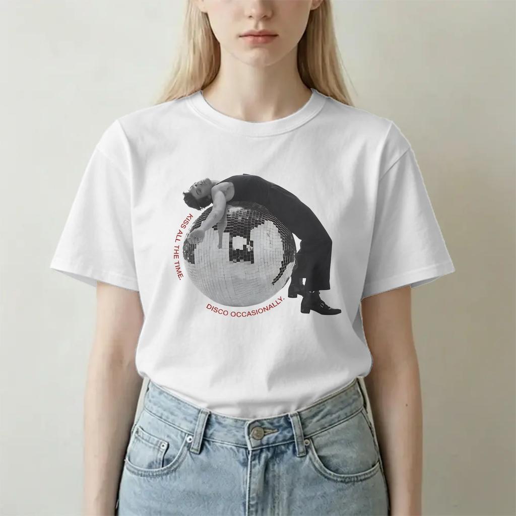 Kiss All The Time Disco Occasionally TShirts Unisex Unisex Harrys Styles Creative Pure Cotton Tee Shirt Crew Neck T Shirt Plus Size