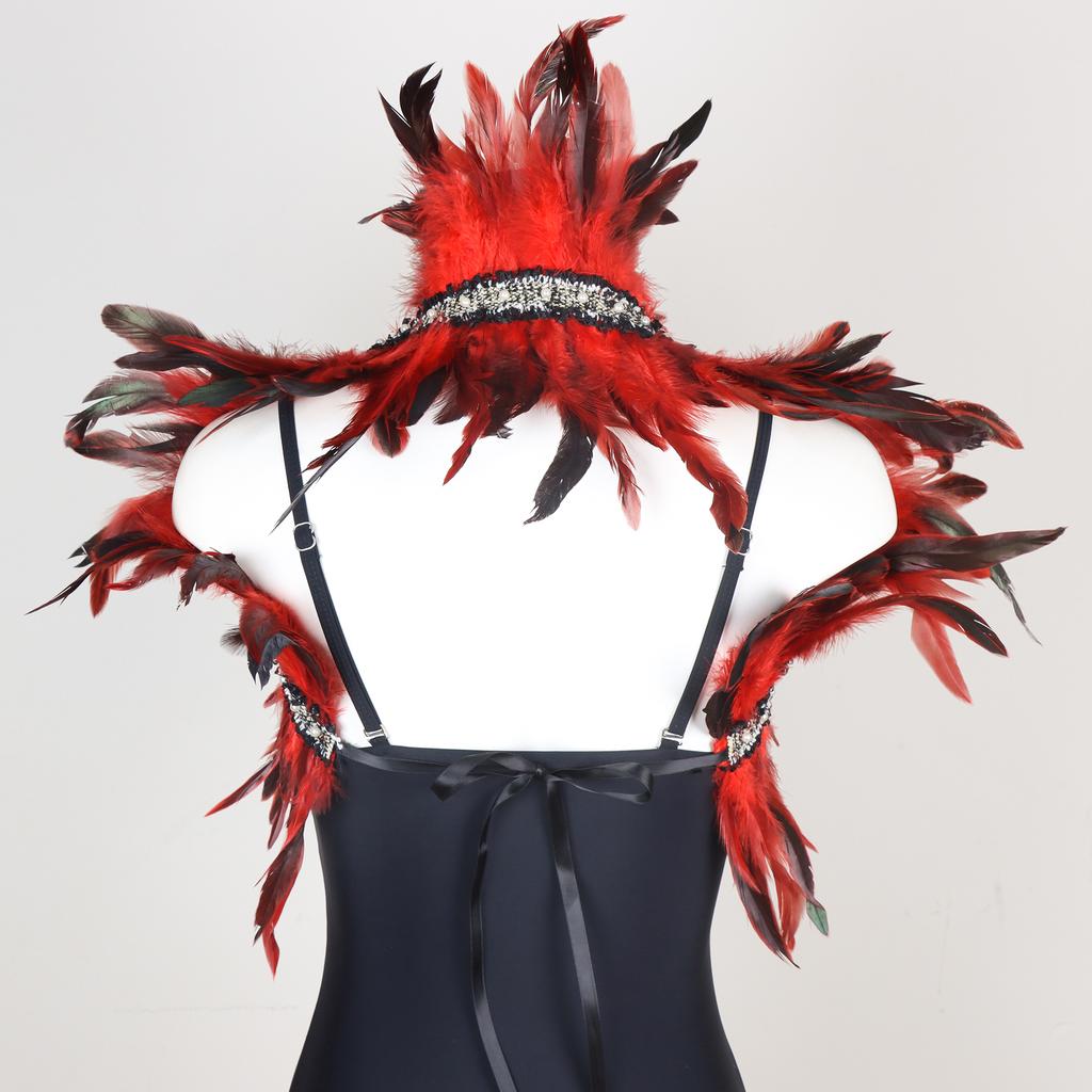 Модный плащ-накидка из перьев, костюм для сценического выступления, жилет из перьев, фальшивый воротник, шарф, маскарад, ролевые игры, аниме-аксессуары