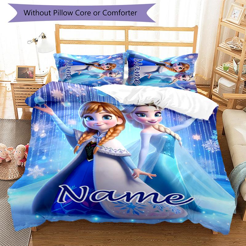 3pcs Frozen11 Cover Set - Personalized Name, HD Printed Bedding with 1 Cover and 2 Pillowcases - Perfect for Home Decor, Easy Care