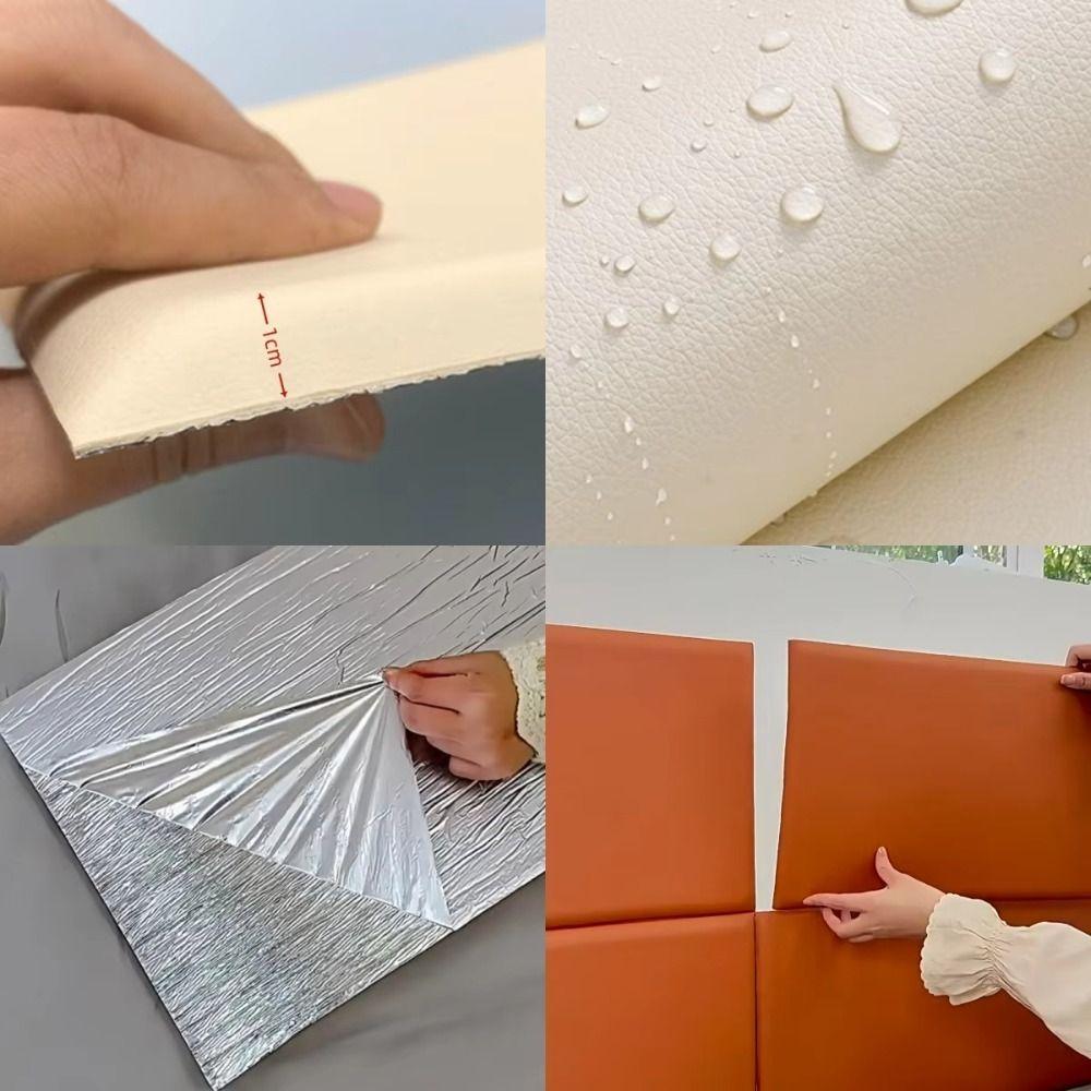 2 шт. Самоклеящиеся 3D Настенные Наклейки Кожаные Мягкие Стеновые Панели Защита Дома