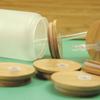 Storage Bottles Silicone Seal Ring Wide Mouth Cup Mason Jar Lid With Straw Hole Bamboo Wood Lids
