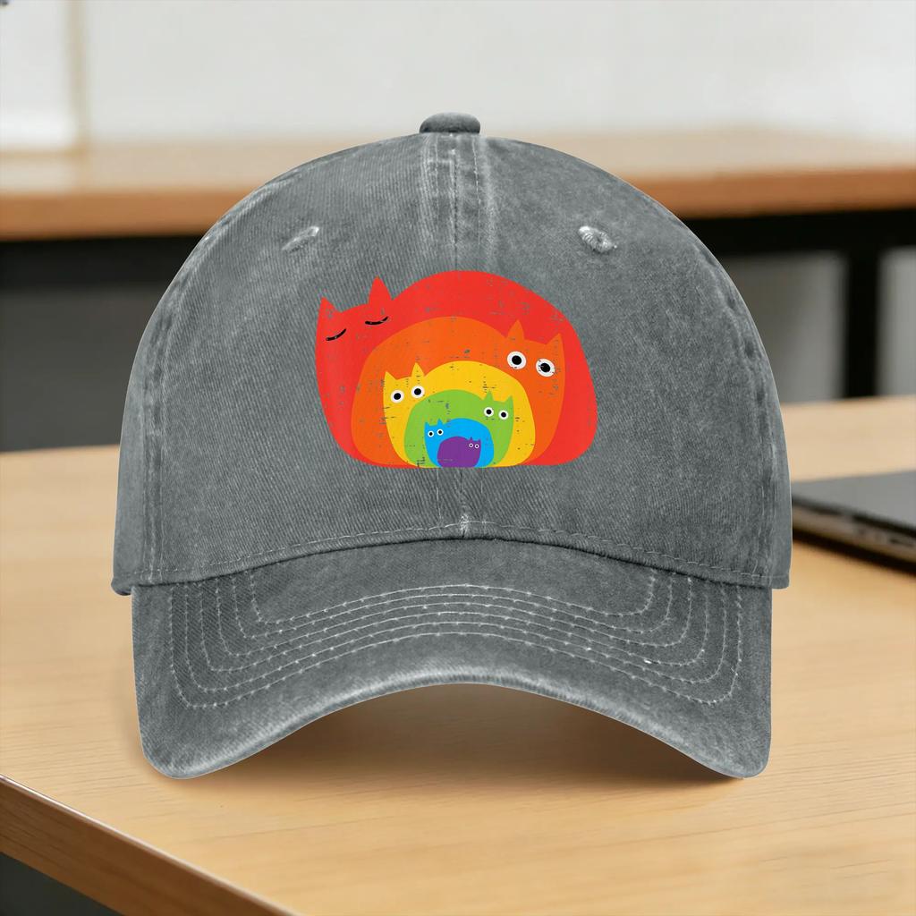 Gay Rainbow Cats in Cats LGBT Flag Pride Month Sun Baseball Cap Unisex Men Print Hip Hop Hats Summer Cool Sports Baseball Caps