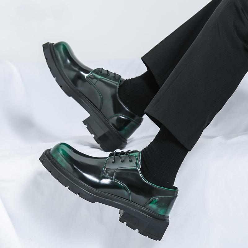 Модная мужская кожаная формальная обувь Модная обувь на платформе с квадратным носком в стиле кэжуал ручной работы Новое качество Толстая подошва Оксфорды Деловая свадебная обувь