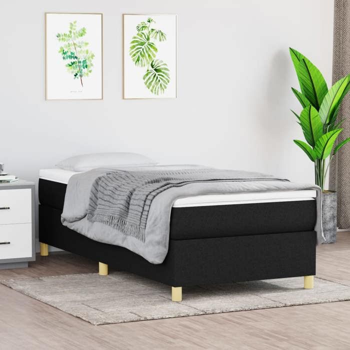 Maison Exclusive - Sommier à lattes de lit avec matelas Noir 90x190 cm Tissu