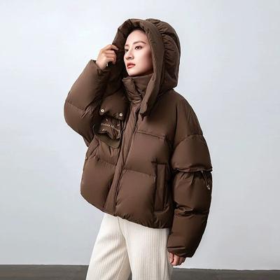 Зимнее пальто со съемными рукавами для женщин, модный короткий фасон с утолщенным материалом