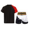 Boys Boxer Training Set Color Block Patchwork T Shirt Round Neck Short Sleeve Athletic Top Boxing Shorts