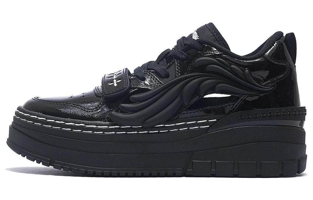 SMFK x Li Ning Wave Платформа Низкие Кеды для Скейтбординга Женские Черные AGCS370-1
