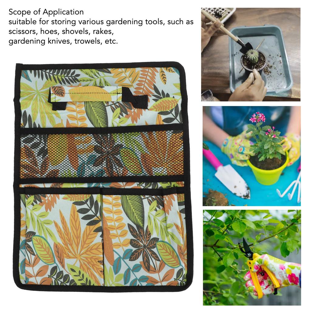 Garden Tool Storage Bag 600D Oxford Cloth Foldable Portable Gardening with Multiple Pockets for Outdoor Garden