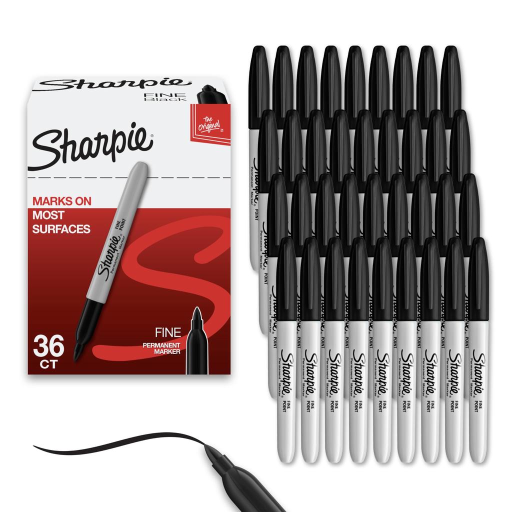 Sharpie Black Permanent Marker Set of 36 F Medium Point Permanent Pen 1884739