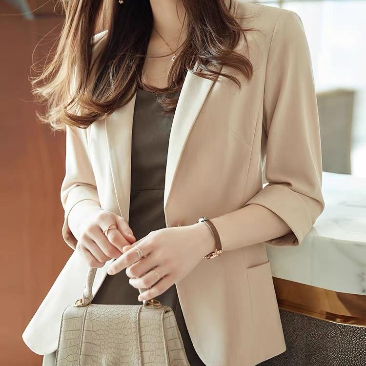 Весенне-летний блейзер Feminino с рукавами три четверти с зубчатыми карманами офисное женское пальто