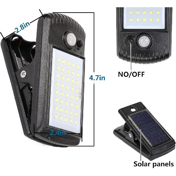 4 Pack Solar Motion Sensor Security Umbrella Light,Clip on Lights Outdoor with 40 LED,2 Modes Waterproof for Christmas Gifts Patio Wall Garage Hiking
