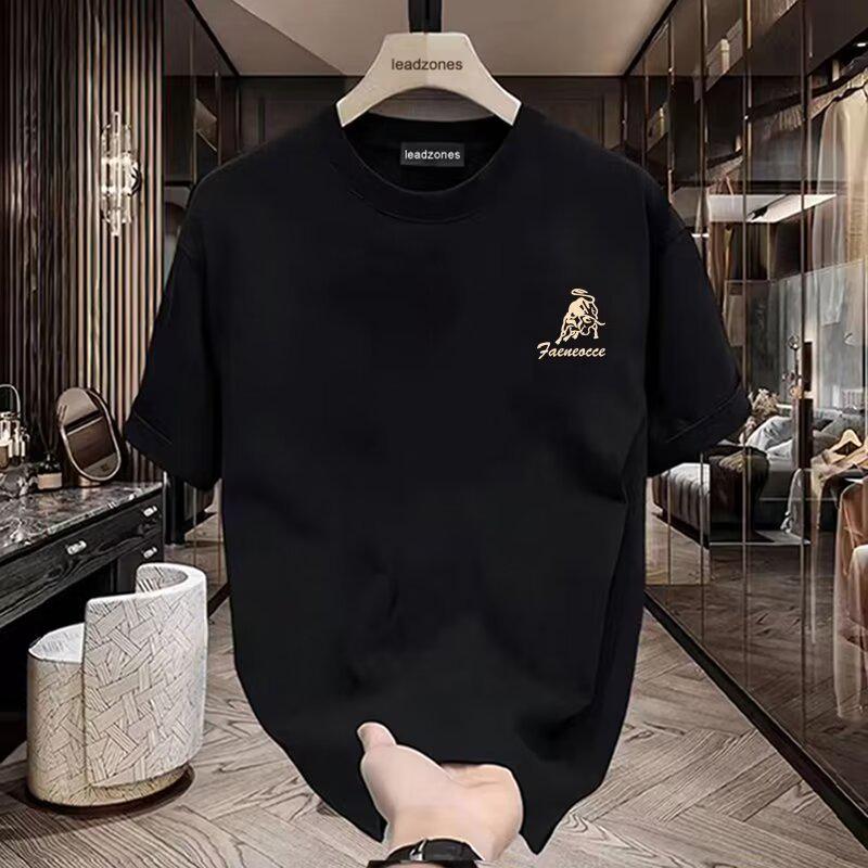 Men's Summer 2024 American Fashion Letter Print Short-Sleeve Loose Casual T-Shirt