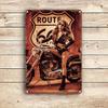 Настенное искусство с винтажным мотоциклом Винтажный мотоцикл Route 66 Металлическое настенное искусство Рустикальная жестяная табличка с женщиной на велосипеде для дома бара Ca
