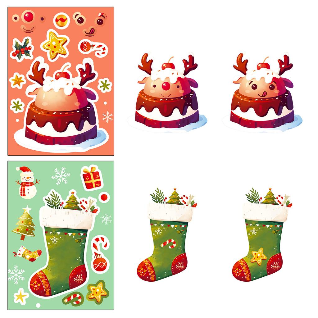 6 Photos/packages Santa Claus Theme Face Change Stickers Children Cartoon DIY Expression Change Packaging Decoration Stickers