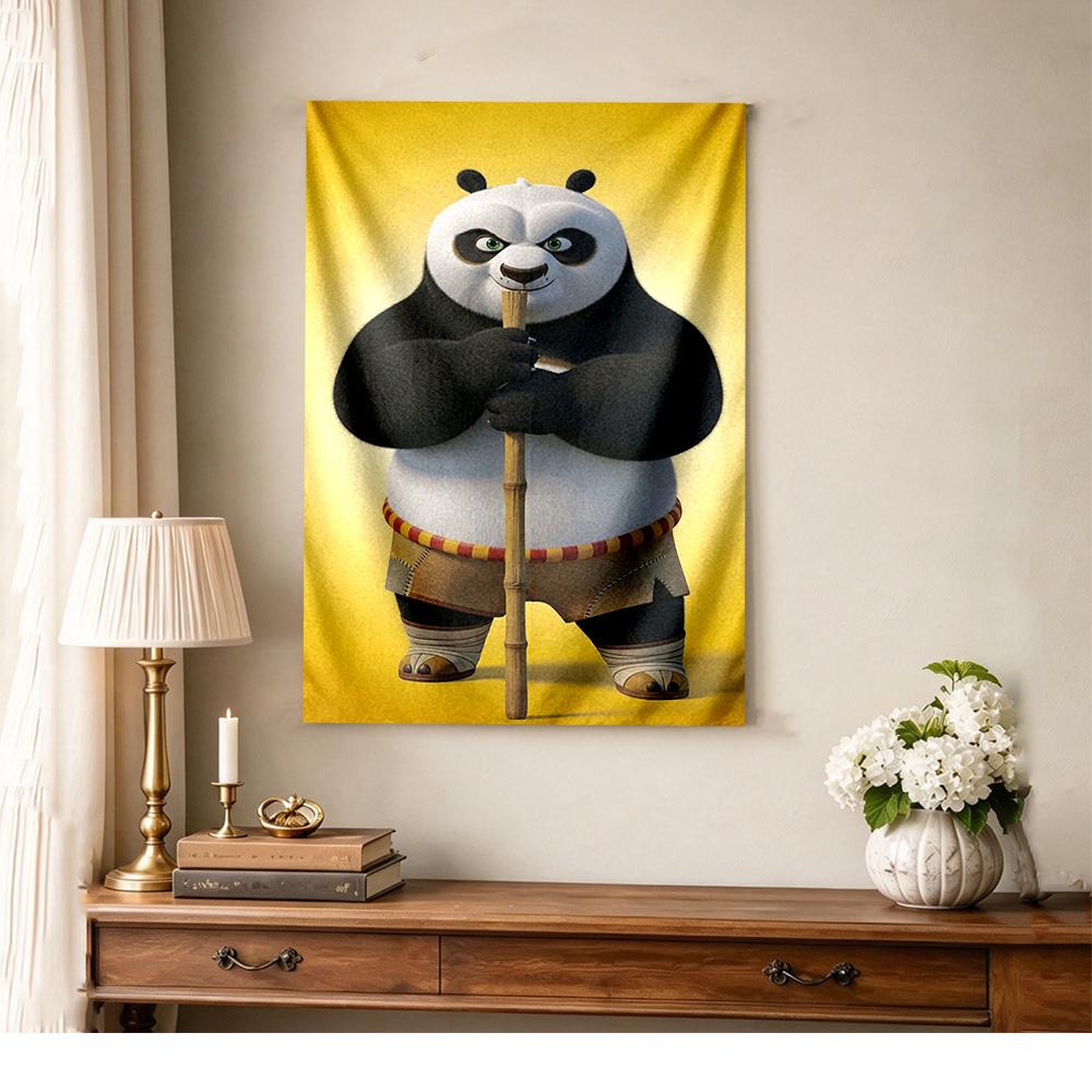 Kung Fu Panda Retro Tapestry Retro Boho Made For Balcony Living Room Studio Wall Indoor Vintage Wall Art Gift For Thanksgiving Christmas