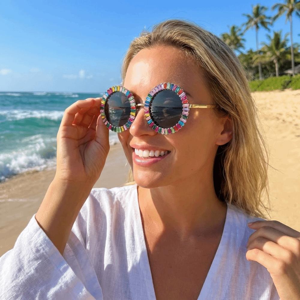 Fashion Rhinestone Sunglasses Steampunk Women Spectacles Convenient Beach Party Sun Glasses  Travel