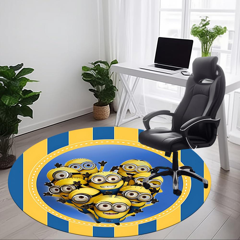 1PC Minions Office Round Rug - Perfect for Office or Study Decor, Non-Slip Backing, Decorative Floor Mat yy250916075