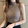 Summer Casual Knit Tank Tops Women Sleeveless Bottoming Shirt Tops Fashion Solid Slim Thin Blouse For Women Elegant Blusas 15662