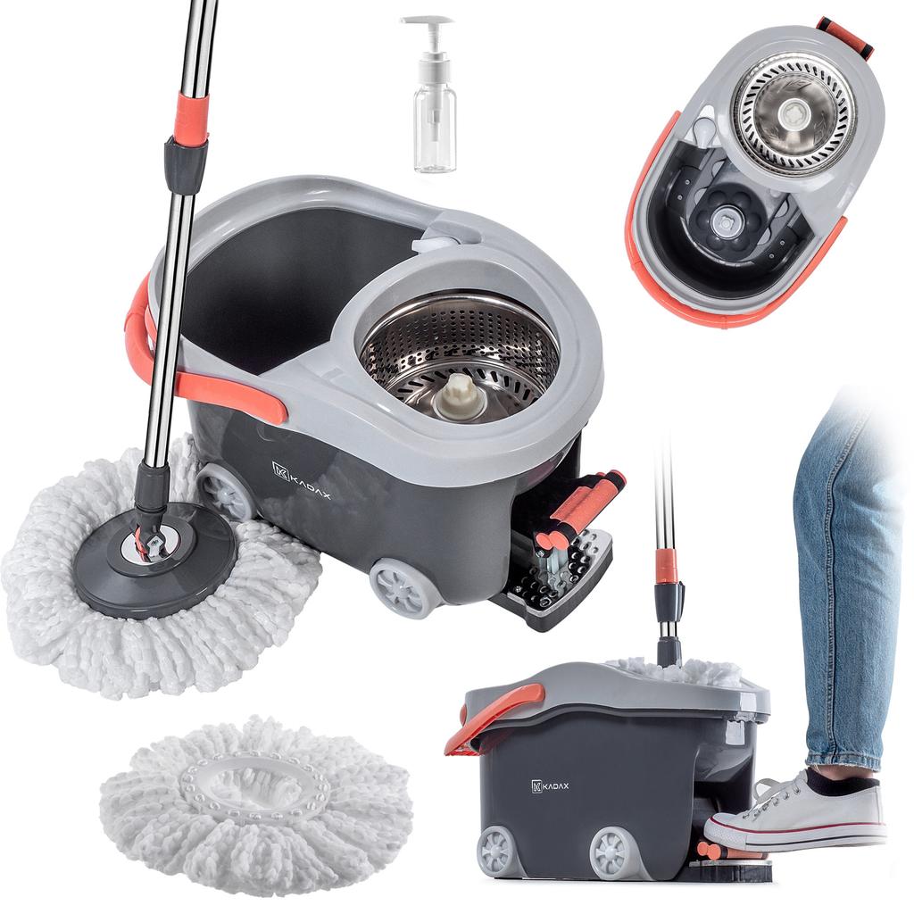 KADAX Spin Mop with Bucket On Wheels 128cm Grey
