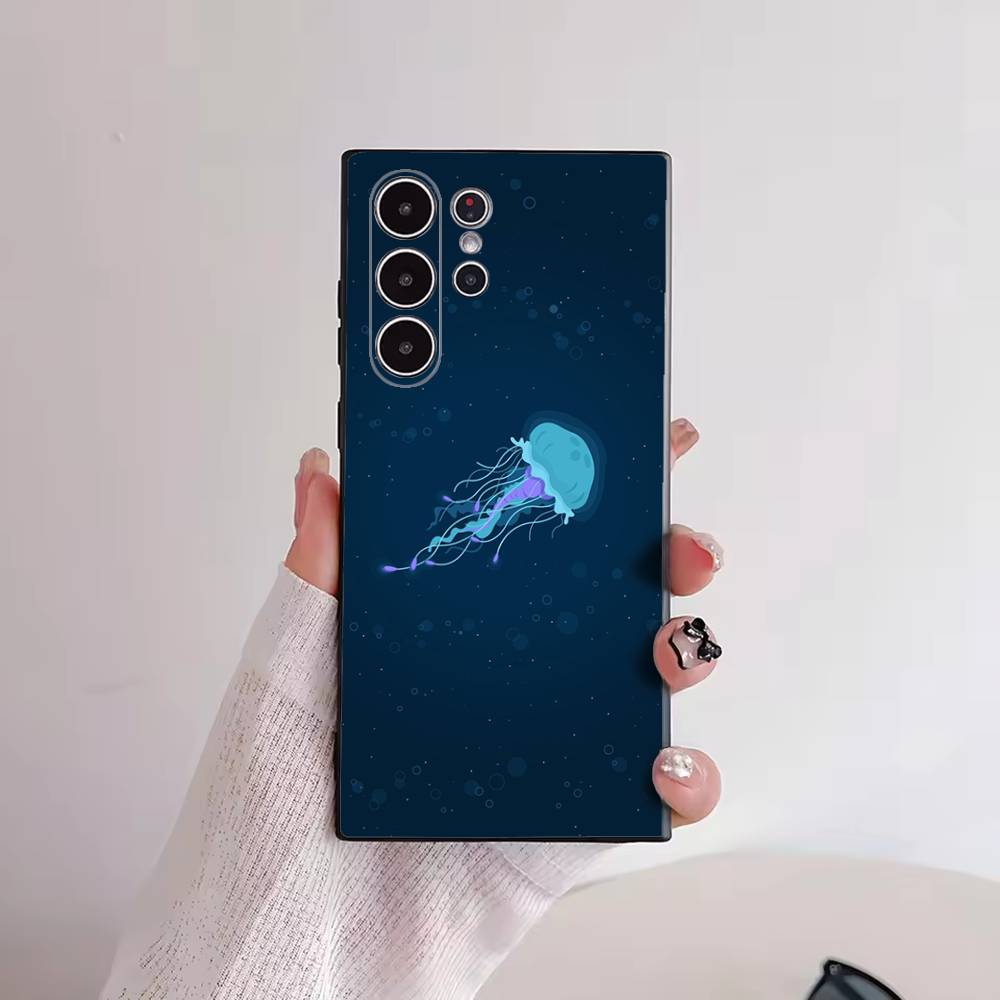 Cartoon Jellyfishes Pattern Phone Case for Samsung Galaxy S26 S25 S24 S23 S22 S21 Ultra Plus FE Cover