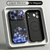 Синий/Белый Цветочный Чехол Для iPhone 17 Pro Max Магнитный Для Magsafe Жидкий Силиконовый Чехол Для iPhone 16 15 14 13 Pro Max
