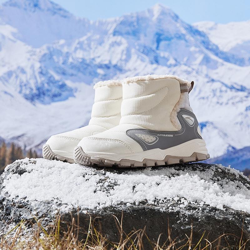 Anta Kids Trendy Fashion Thickened Warm Non-Slip Durable Boots Kids Boots White Gray A12449942-1
