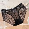 Women's Lace Thongs Low Waist See Through Panties with Bow Sexy Lace Mesh Briefs Ultra-Thin Breathable Bikini Underwear