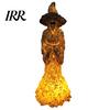 Glowing Bone Sculpture Skeleton Witch Resin Figurine, Halloween Gothic Skull Statue, Spooky Realistic Texture Fantasy Ornament for Desk,