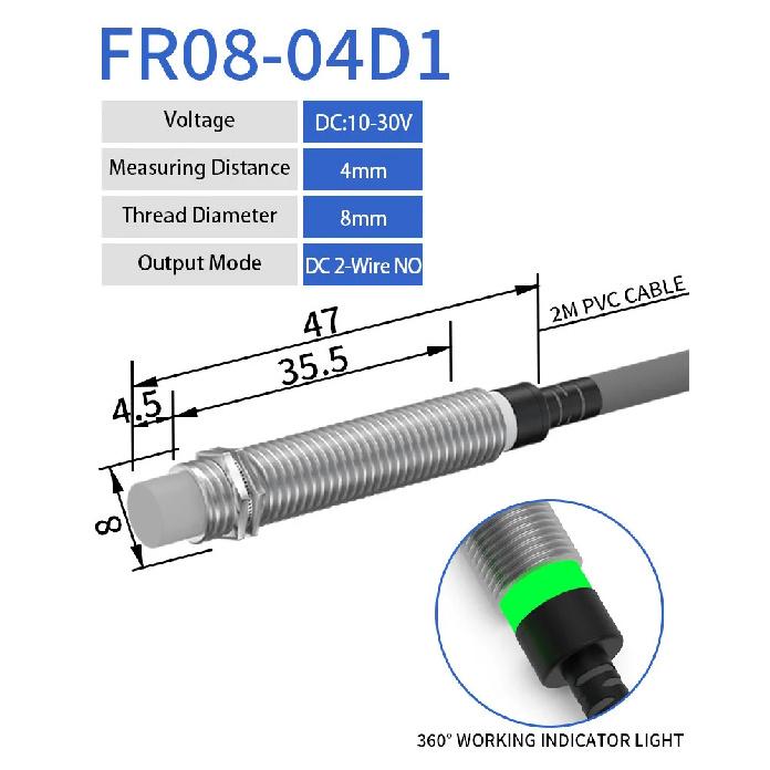 GTRIC Long Distance Proximity Sensor M8 10-30V NPN PNP NO NC Flush Non-Flush Sensing Range 2mm 4mm Inductive Switch