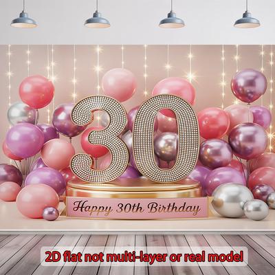 2D плоскость 30-й день рождения число 30 воздушный шар фон ткань украшение для вечеринки украшение комнаты полиэфирное волокно