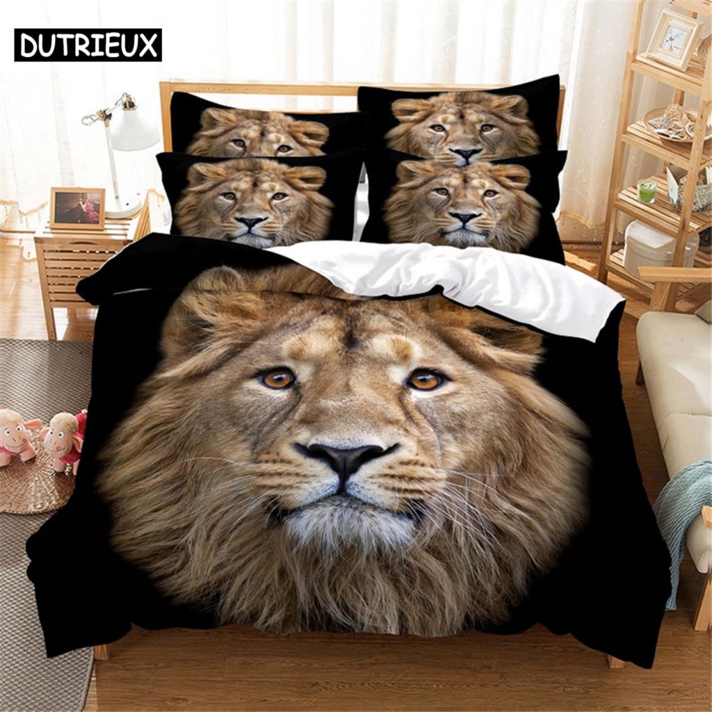 3D Lion Bedding Set Queen Bedding Duvet Cover Set Bedding Set Bed Cover Cotton Queen Bedroom Bed Cover Set Bed Set Bedding