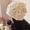 Шапка ручной работы крючком женская осенне-зимняя универсальная теплая мягкая цветочная шапка-пуловер двухслойная вязаная шерстяная шапка головной убор