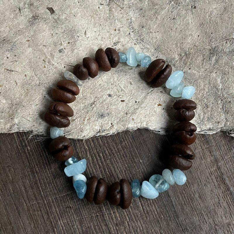 Handmade Natural Coffee Bean Bracelet Elastic Coconut Chip Wood Chip Hand Decoration Bracelet
