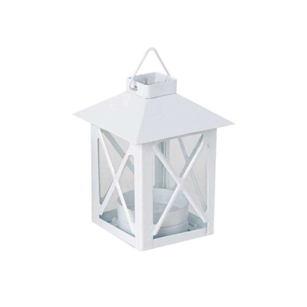 Glass Panels Decorative Candle Holder Vintage Style Mini Lantern Centerpiece Home Decor