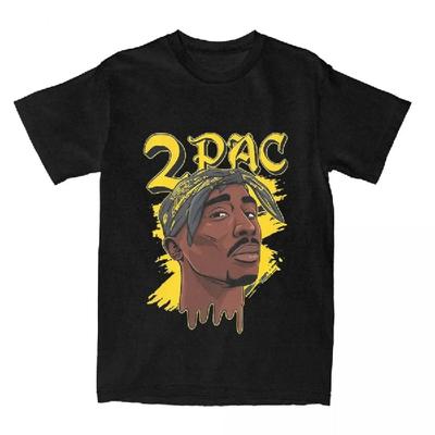 Футболка репера 2PAC Летняя Музыкант Желтая Y2K Забавные футболки Чистый хлопок Хип-хоп футболка для пары Дизайн с коротким рукавом Топ футболки