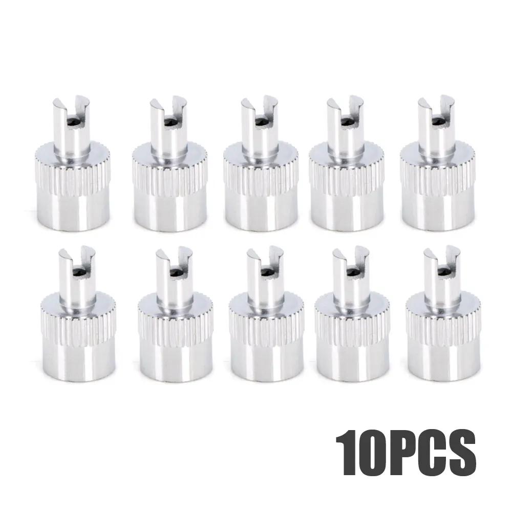 10 шт. металлический колпачок клапана с прорезью и съемником сердечника клапана, колпачки для колес для автомобилей, мотоциклов, велосипедов, колпачки для ниппелей, автомобильные аксессуары