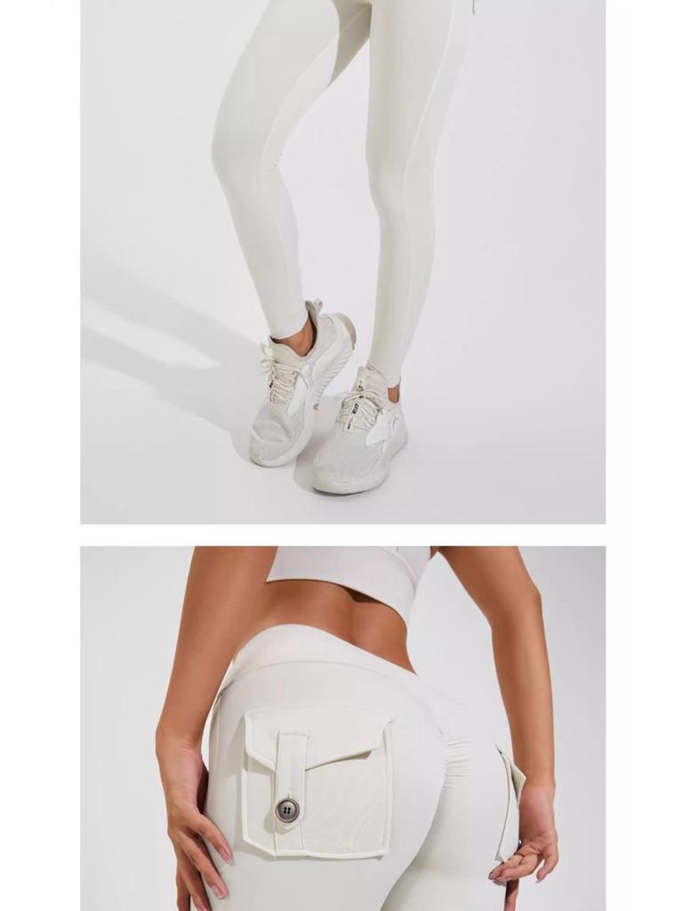 High Waist Cargo Pocket Butt Lift Yoga Pants - Fashion Nude Feel, Elastic Tummy Control, Quick-Dry Leggings