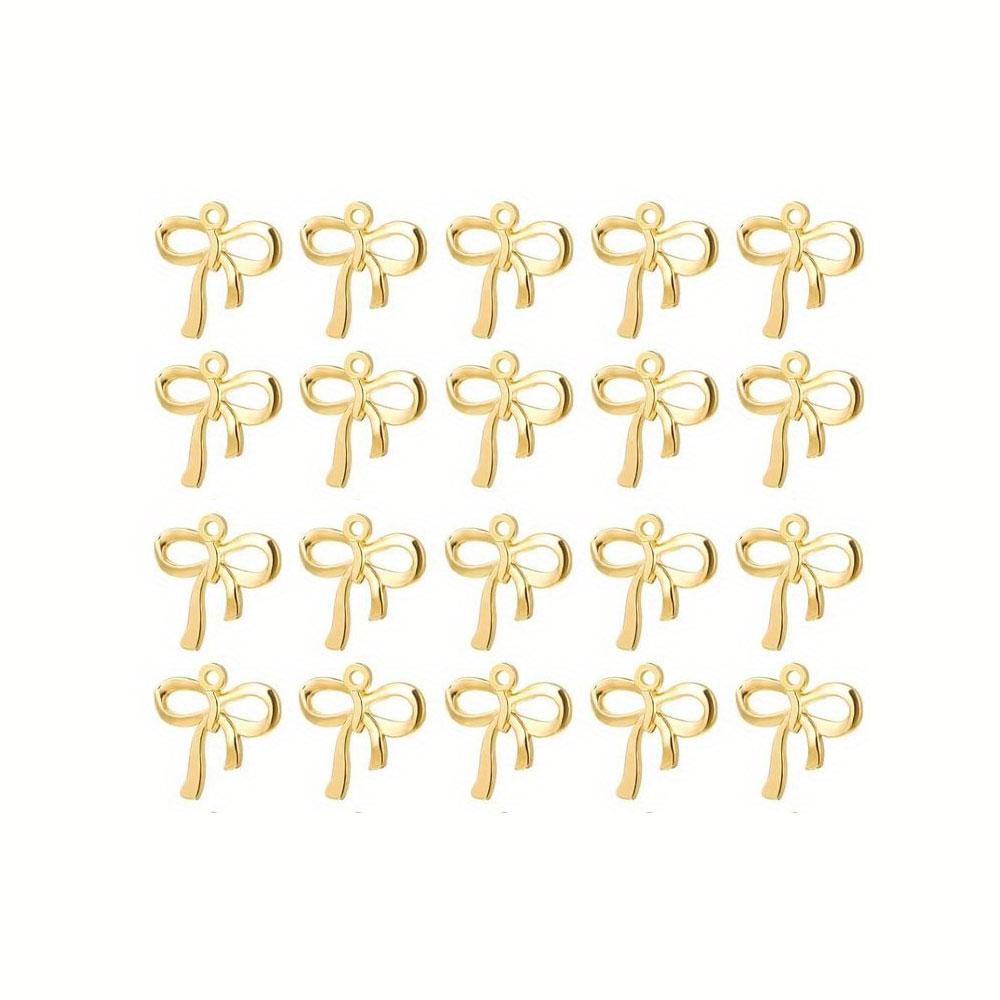 10/20/30pcs DIY Material Jewelry Making Bow Pendant Earrings Gold Bow Connector Pendant DIY Necklace Material Alloy Retro Pendant