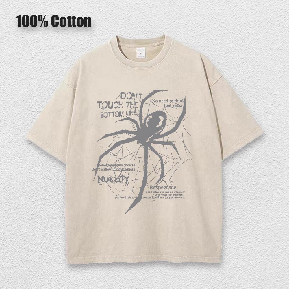 Мужская стираная футболка с винтажным принтом в стиле ретро-панк, повседневная футболка Harajuku из хлопка с коротким рукавом, с эффектом кислотной стирки, верхняя часть